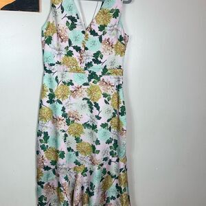 Sam Edelman Green and Pink Floral Midi Dress